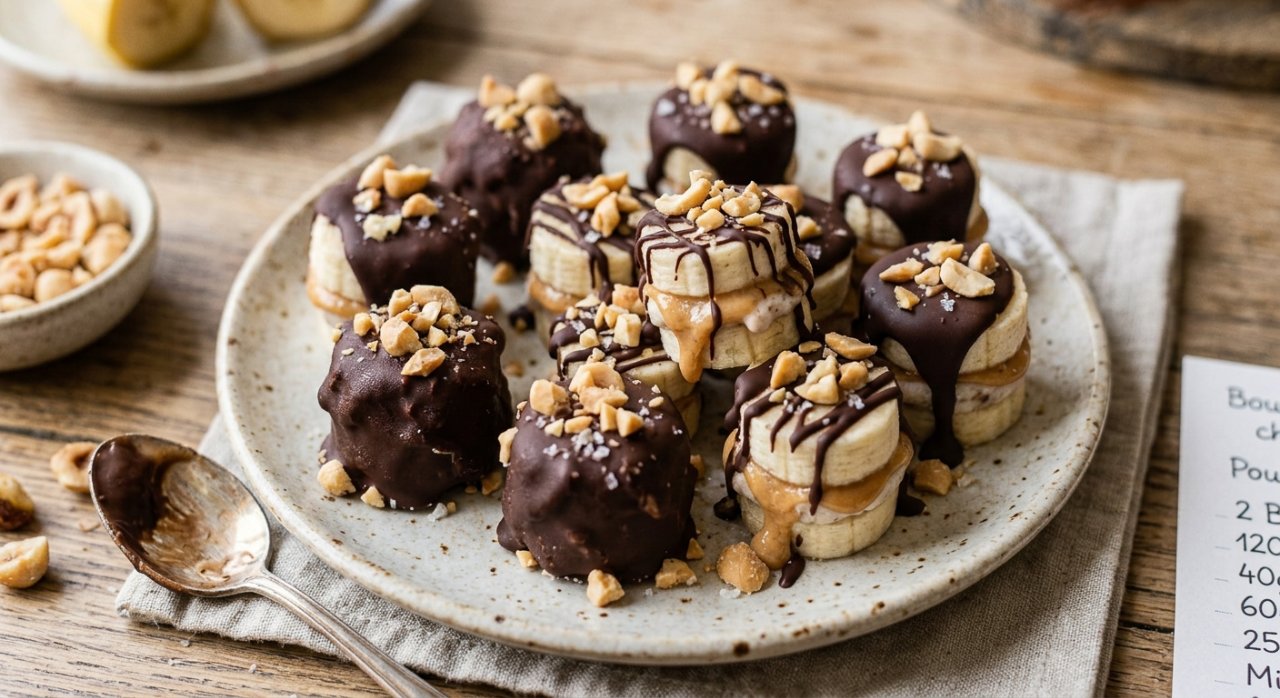 Bouchées glacées banane, chocolat & cacahuètes