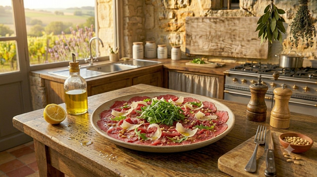 Carpaccio de bœuf au parmesan & roquette