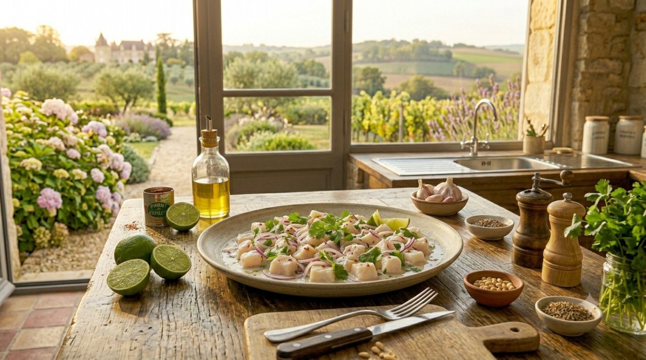 Ceviche de cabillaud au lait de coco