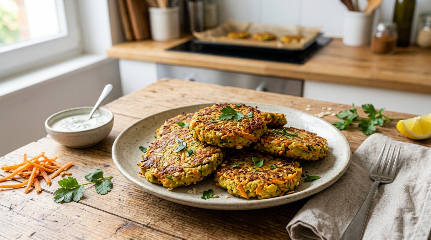 Galettes croustillantes de pois cassés et carottes