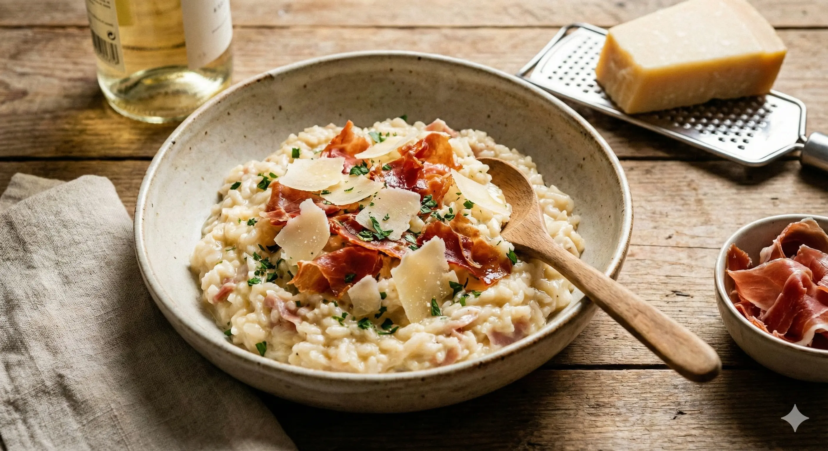 Image de la recette Risotto au parmesan et jambon