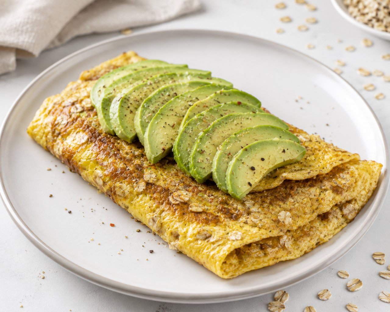 Image de la recette Omelette à l'avocat et flocons d'avoine
