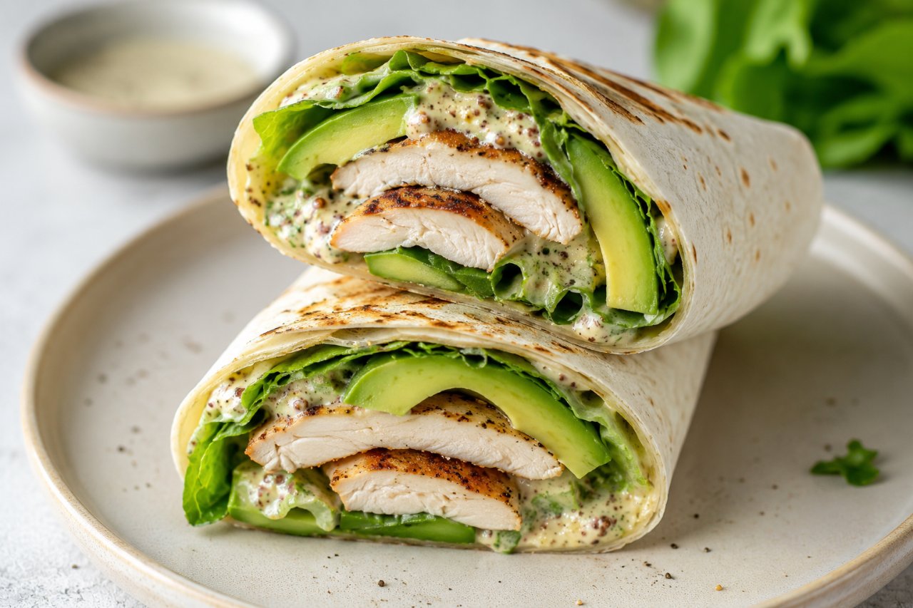Image de la recette Wrap poulet, avocat & sauce yaourt